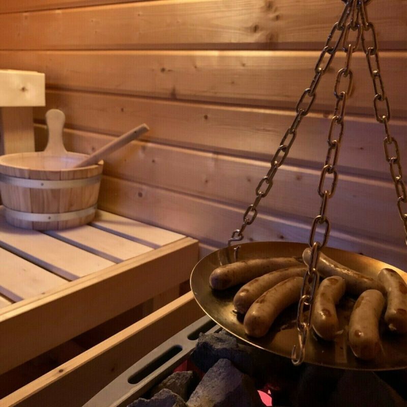 Saunagrill: Schwenkgrill Edelstahl für Sauna inkl. Aufhängung - BBQ / Saunaevent 13