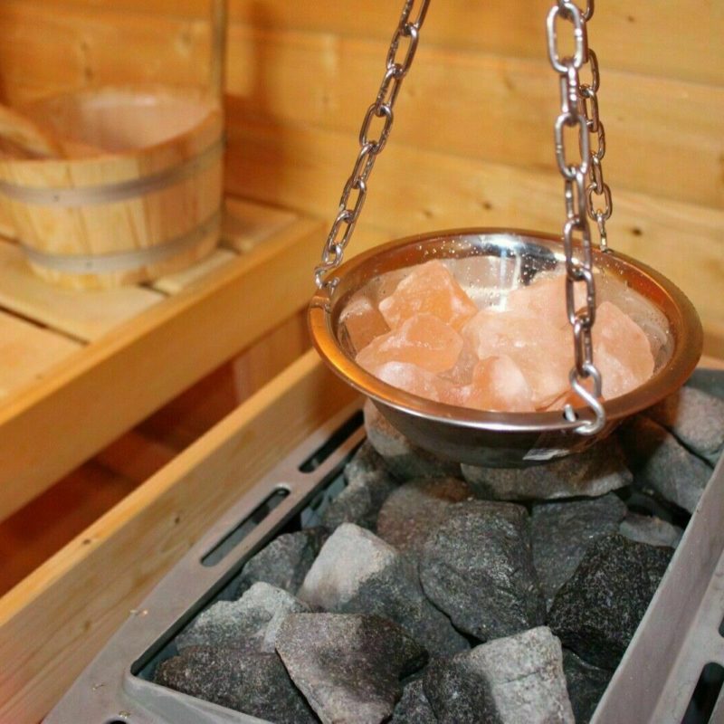 Sauna Deluxe Verdampferschale Kräutertopf Edelstahl für Sauna Aufguss 24cm inkl. Kristallsalz 16