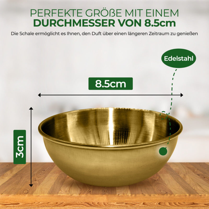 Verdampferschale Ø8,5cm für Saunaofen - Schale Gold-Look - Gratis Menthol 18